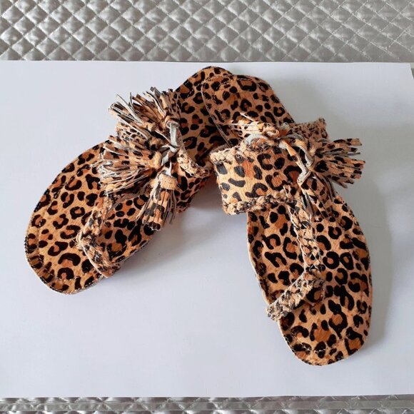 NWT Topshop animal print fleur fringe sandals - Picture 6 of 10